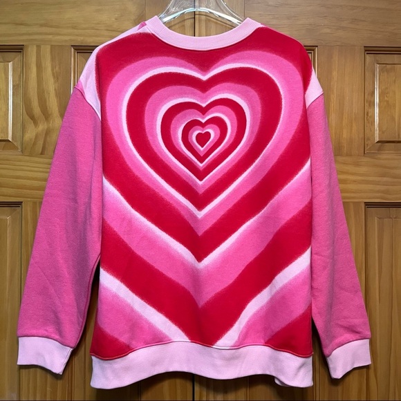 Wild Fable Pink/Red Heart Sweatshirt Unisex NWT - Picture 4 of 7
